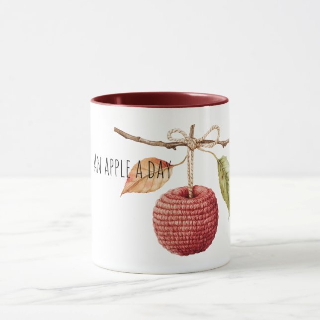 Caneca Maçã Vermelha de Tricô por Dia (Centro)