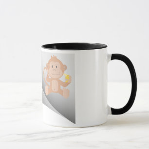 Caneca macaco come banana debaixo do adesivo