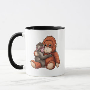 Caneca Macaco Japonês Fofo & Orangotango e Amigo