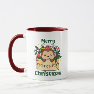 Caneca Macaco - Letra de Natal - Macacos de Inverno