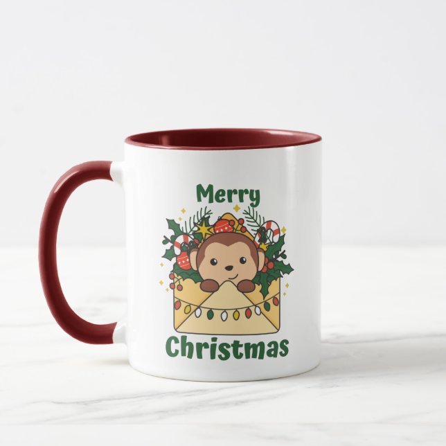 Caneca Macaco - Letra de Natal - Macacos de Inverno (Esquerda)