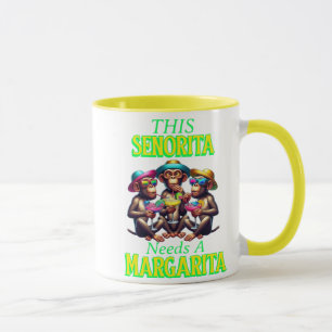 Caneca Macacos Funky Senorita Precisa De Uma Margarita
