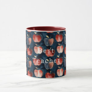 Caneca Maçãs Azuis Vermelhas Melhor Professor ou personal