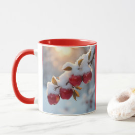 Caneca Maçãs deliciosas vermelhas com neve