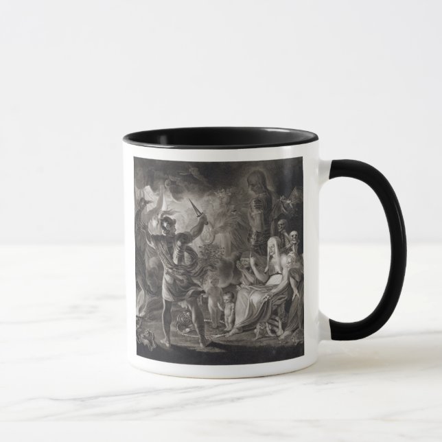 Caneca Macbeth, três bruxas e Hecate no ato IV, S (Direita)