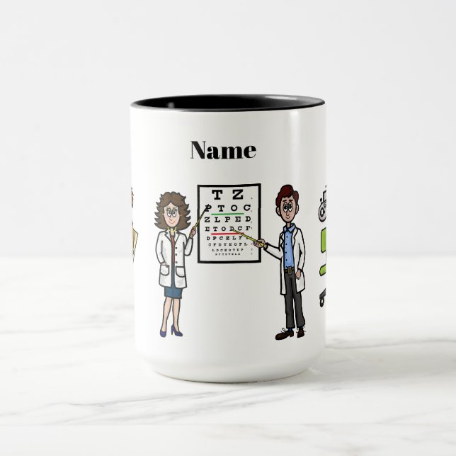 Caneca Macho e Mulher Optometristas Nome Mug (Centro)