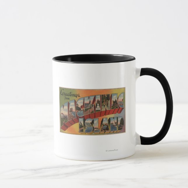 Caneca Mackinac, Michigan - Cenas com Letras Grandes (Direita)