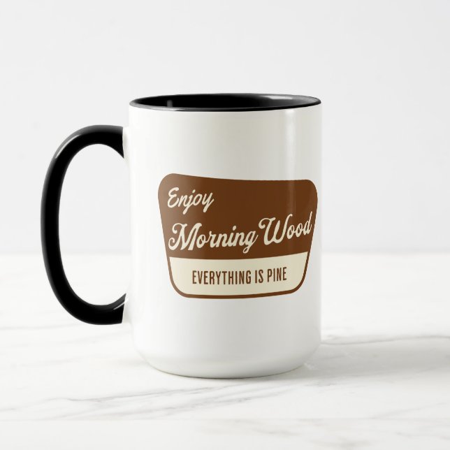 Caneca Madeira Matinal Divertida Tudo é Ótimo (Esquerda)