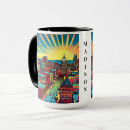 Caneca Madison, Wisconsin Skyline no Sunset