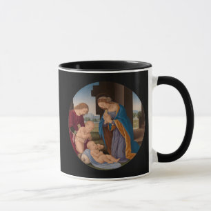 Caneca Madonna adorador a criança com o santo infantil