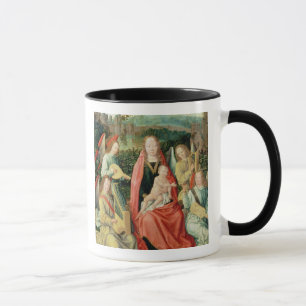 Caneca Madonna e criança cercados por anjos