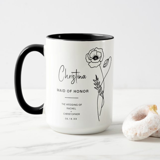 Caneca Madrinha de casamento de agosto | Flor de Nascimen (Com Donut)