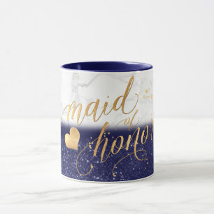 Caneca Madrinha de casamento/Marble PixDezines+Dourado+Br