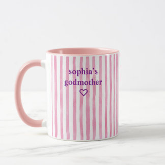 Caneca Madrinha Listrada Rosa Personalizada