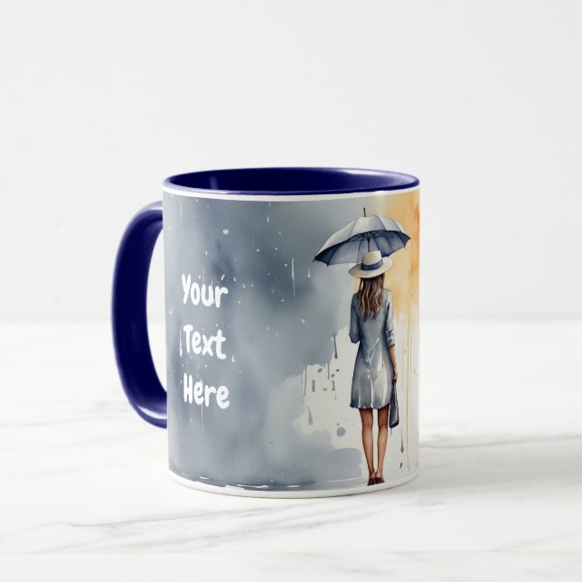 Caneca Madrugada de Água Chuva com Cinza de Guarda-chuvas (Frente Esquerda)