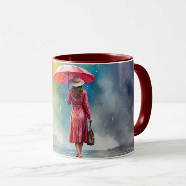 Caneca Madrugada de Água Chuva com Cinza de Guarda-chuvas (Frente Esquerda)