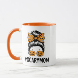 Caneca Mãe Assustadora de Coque Desgrenhado no Halloween