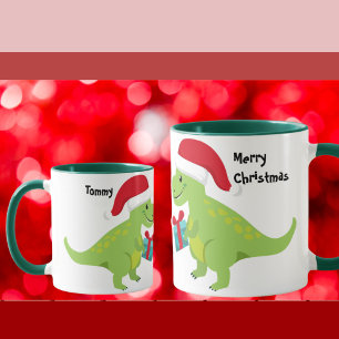 Caneca Mãe Bonita T-Rex Dando seu bebê de Natal