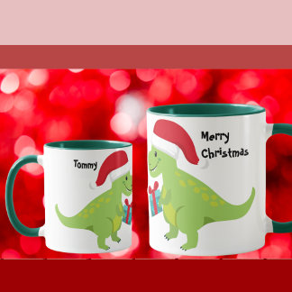Caneca Mãe Bonita T-Rex Dando seu bebê de Natal