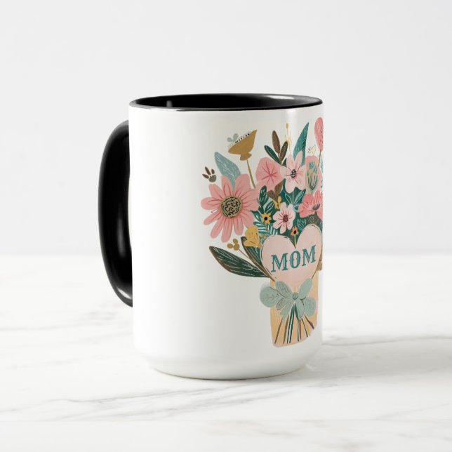 Caneca Mãe Buquê Flor (Frente Esquerda)