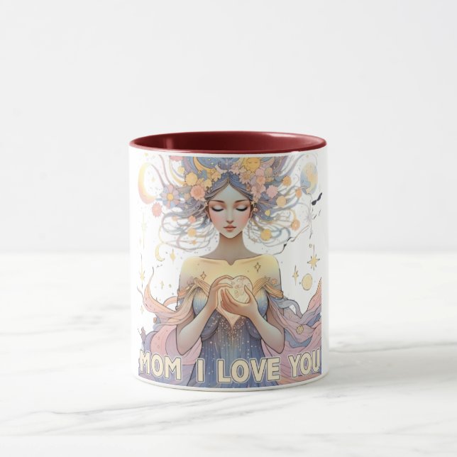 Caneca Mãe Celestial Eu Te Amo Dia de as mães De Estrelas (Centro)