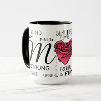 Caneca Mãe com Coração Rosa e Tipografia