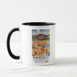 Caneca Mãe da cena da praia e miúdos British Rail