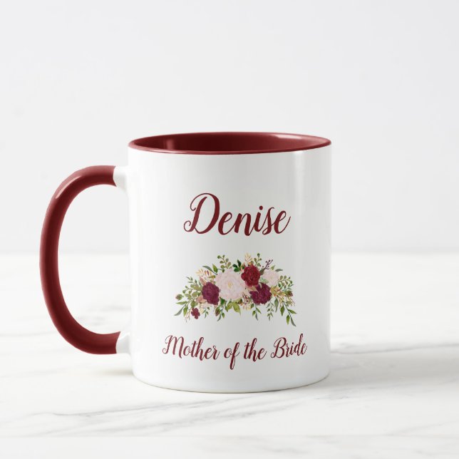 Caneca Mãe da Noiva Marsala Rosa Floral Casamento (Esquerda)