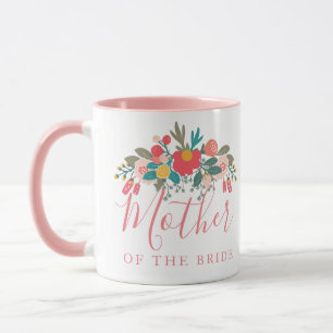 Caneca Mãe da Noiva ou do Buquê Floral Cor-de-Rosa