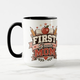 Caneca Mãe de aluno da primeira série design retrô escola