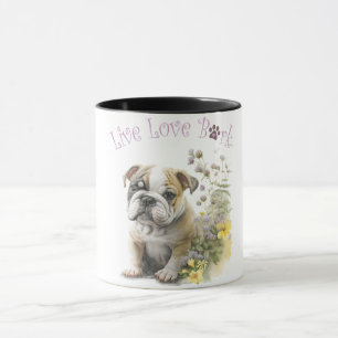 Caneca Mãe de Bulldog Floral