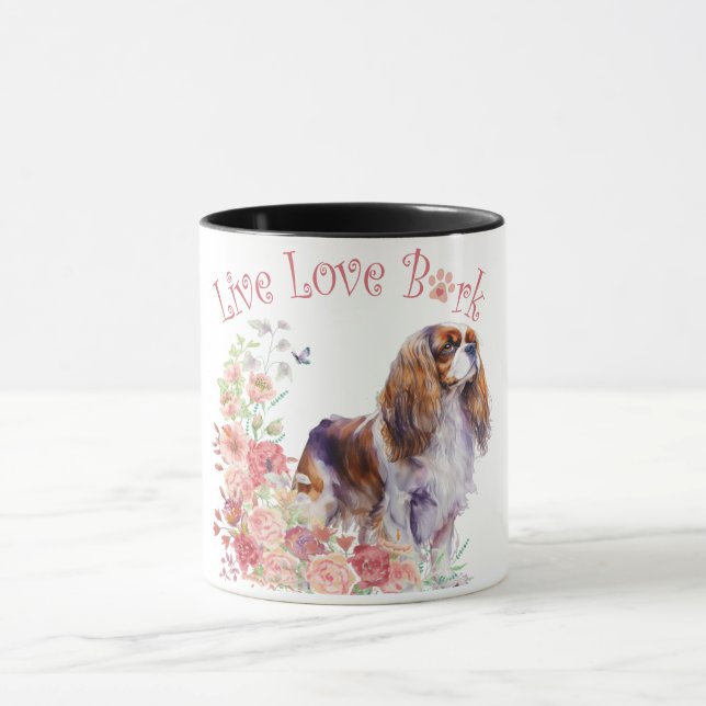 Caneca Mãe de Cachorro Cavalier King Charles Spaniel Flor (Centro)