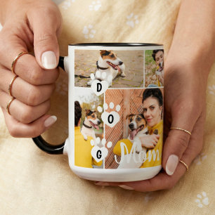 Caneca Mãe de Cachorro Colagem de Fotos de Pet Minimalist