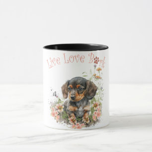 Caneca Mãe de Cachorro Dachshund Floral