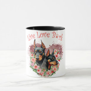 Caneca Mãe de Cachorro Doberman Floral