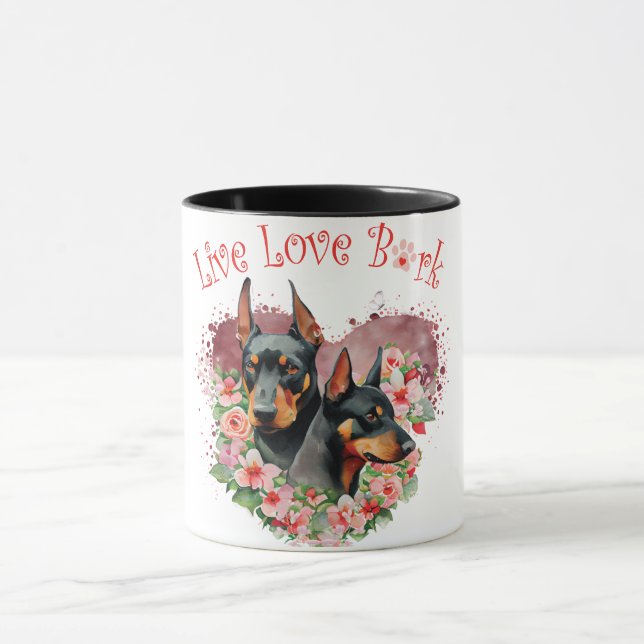 Caneca Mãe de Cachorro Doberman Floral (Centro)