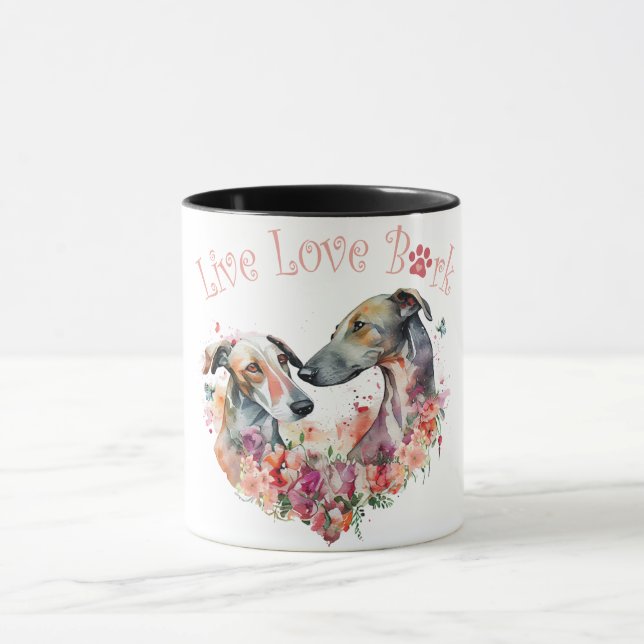 Caneca Mãe de Cachorro Greyhound Floral (Centro)