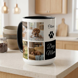 Caneca Mãe de Cachorro Impressão de Pata Oito Fotos Perso