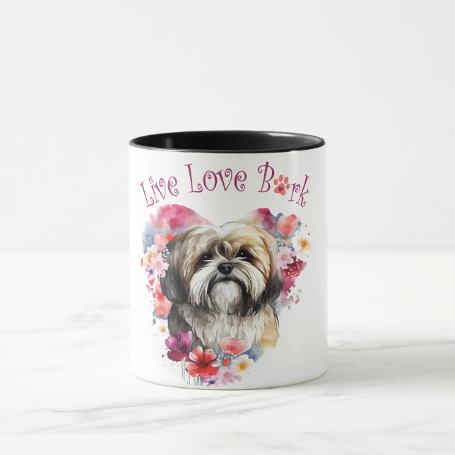 Caneca Mãe de Cachorro Lhasa Apso Floral (Centro)