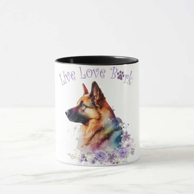 Caneca Mãe de Cachorro Pastor Alemão Floral (Centro)