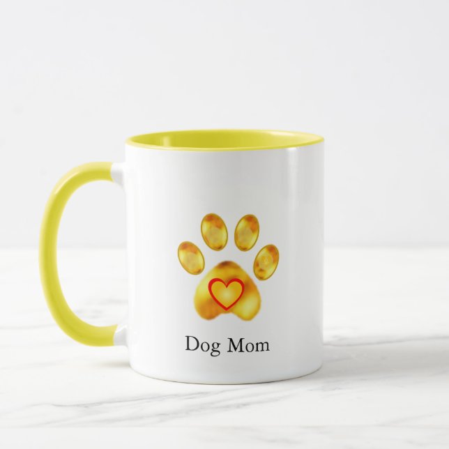 Caneca Mãe de Cachorro Pata Dourada Fofa (Esquerda)