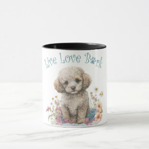 Caneca Mãe de Cachorro Poodle Floral