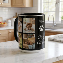 Caneca Mãe de Cachorro Preto Impressão da Pata 8 Fotos Pe