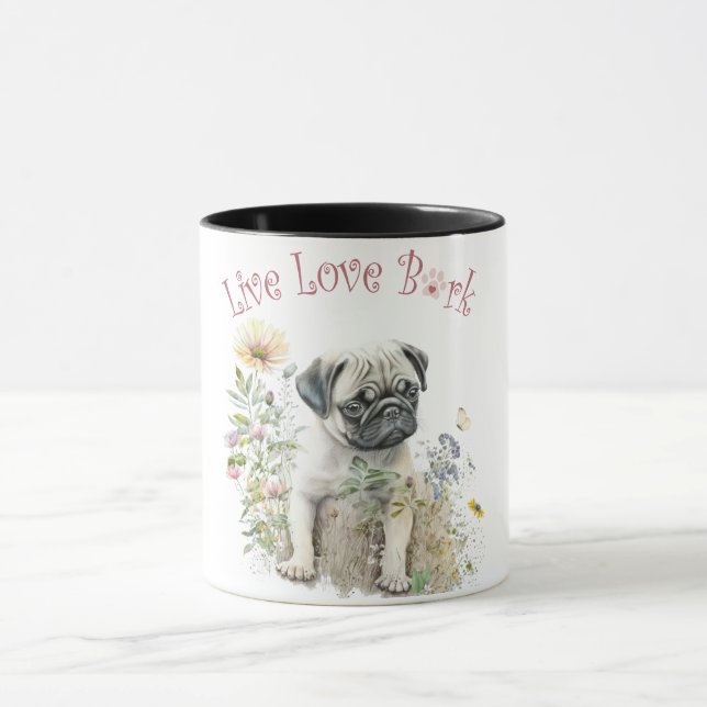 Caneca Mãe de Cachorro Pug Floral (Centro)