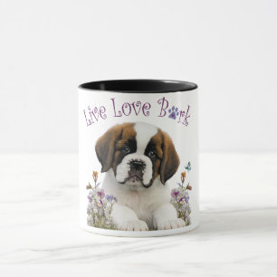 Caneca Mãe de Cachorro São Bernardo Floral