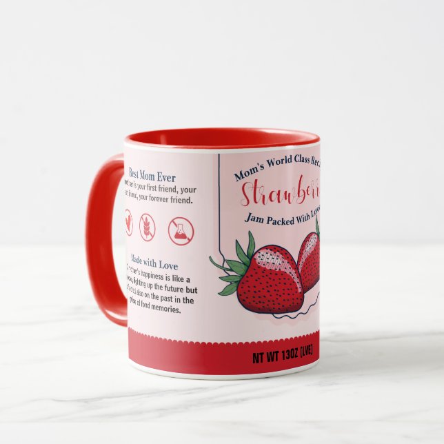 Caneca Mãe de classe mundial Strawberry Love Jam (Frente Esquerda)