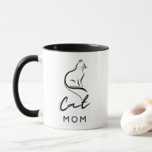 'Mãe de Gato' Simpático Minimalista Fofo 