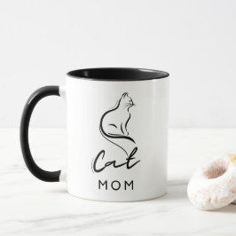 Caneca 'Mãe de Gato' Simpático Minimalista Fofo 