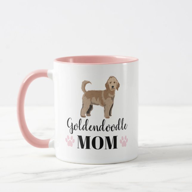 Caneca Mãe de Goldendoodle com foto personalizada (Esquerda)