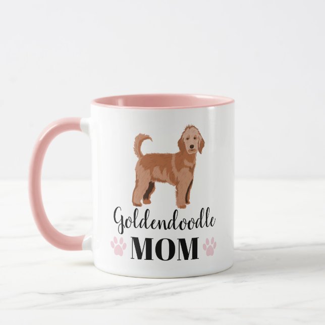 Caneca Mãe de Goldendoodle com foto personalizada (Esquerda)